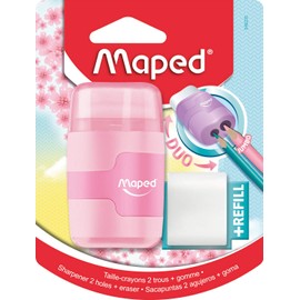 Maped Connect Duo Pastel Pencil Sharpener and Eraser (Assorted Colours), 049230