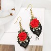 Flamenco Accessories,Women Rose Flower Hair Clip,Embroidered Sequins Fabric Handheld Folding