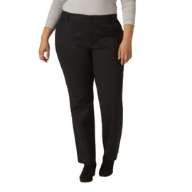 Lee Women's Plus Size Wrinkle Free Relaxed Fit Straight Leg Pant, Black, 16W Medium