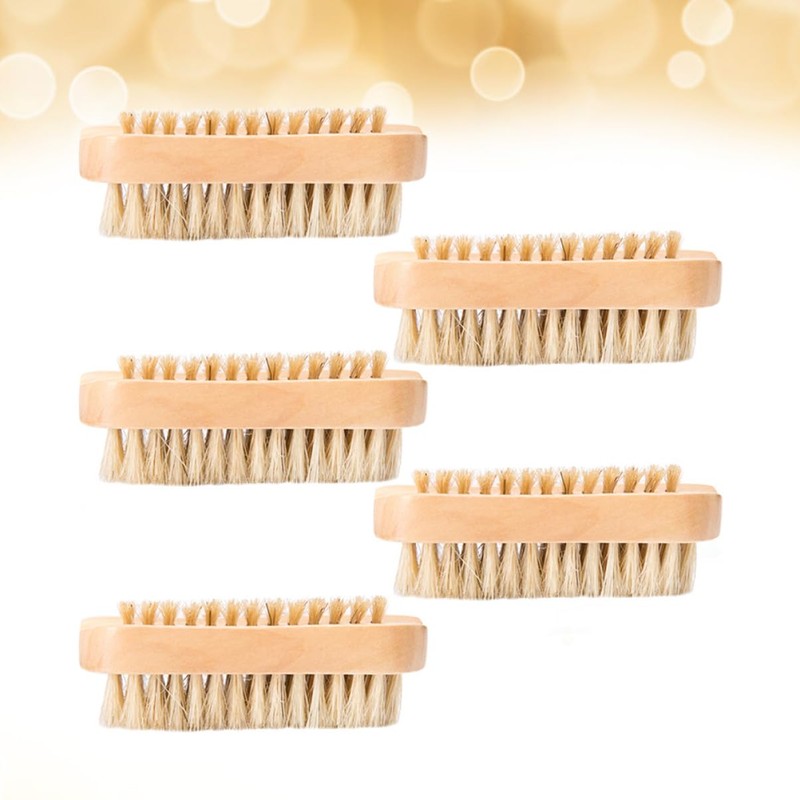 Healvian 5pcs Pig Mane Cleaning Brush Nail Brush for Hand