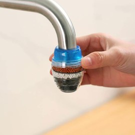 Faucet Filter Purifier Tap Mount Activated Carbon Filtration Device Kitchen Tool One Each of Red, Blue and Green 3PCS/