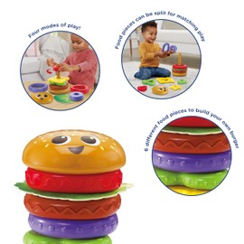 VTech Baby Build-a-Burger, Stacking & Sorting Toy with 6 Food Pieces, Shape Sorting, Stacking Play, Matching, Spinning & Colours, Gift for Babies 18, 24 months +, English Version