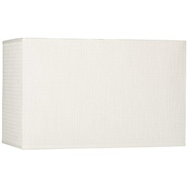 Off-White Large Rectangular Paper Lamp Shade 16" Wide x 8" Deep x 10" High (Spider) Replacement with Harp and Finial - Springcrest