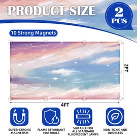 ANGSYLTH 2 Pcs Fluorescent Light Covers - 4 x 2 Feet Covers for Ceiling Lights, Magnetic Light Filters for Classroom, Office, Hospitals, Home (Sunset Glow)