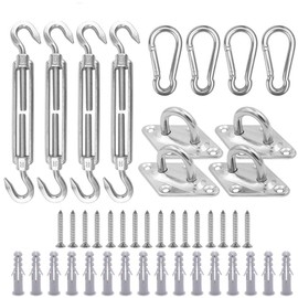 Boerni M6 Heavy Duty Sun Shade Sail Hardware Kit for Garden Rectangle and Square Sun Shade Sail Installation, Awning Attachment Set - 304 Stainless Steel Sun Shade Sail Fixing Kit
