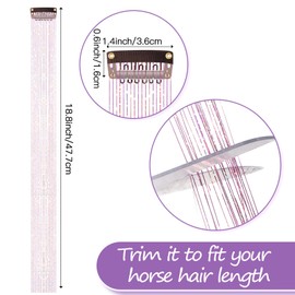 Juexica 18 Pcs Horse Accessory Clip in Hair Extensions for Mane and Tail Tack Horse Stuff Pony Hair Tinsel for Real Horses Western Bride Horse Lover and Girls Birthday (Pink)