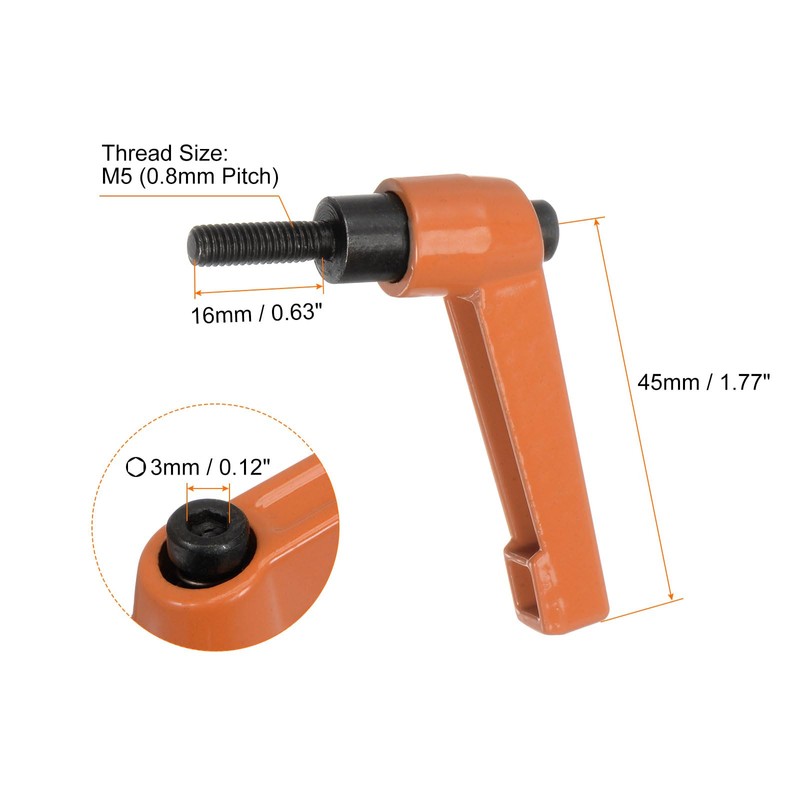 QUARKZMAN Adjustable Clamping Lever Handles M5 x 16 mm Male