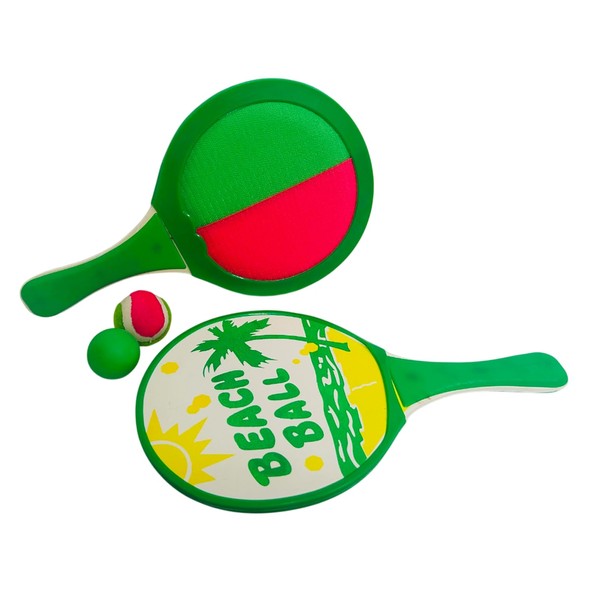 Wooden Beach Racket 34cm Double Game Double Sided with 2