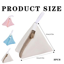 3 Pcs Small Laundry Bag,Washing Machine Triangle Net Bags Delicate Wash Bag,Triangle Net Bags for Washing Machine with Zips, Thickened Mesh Laundry with Compartment