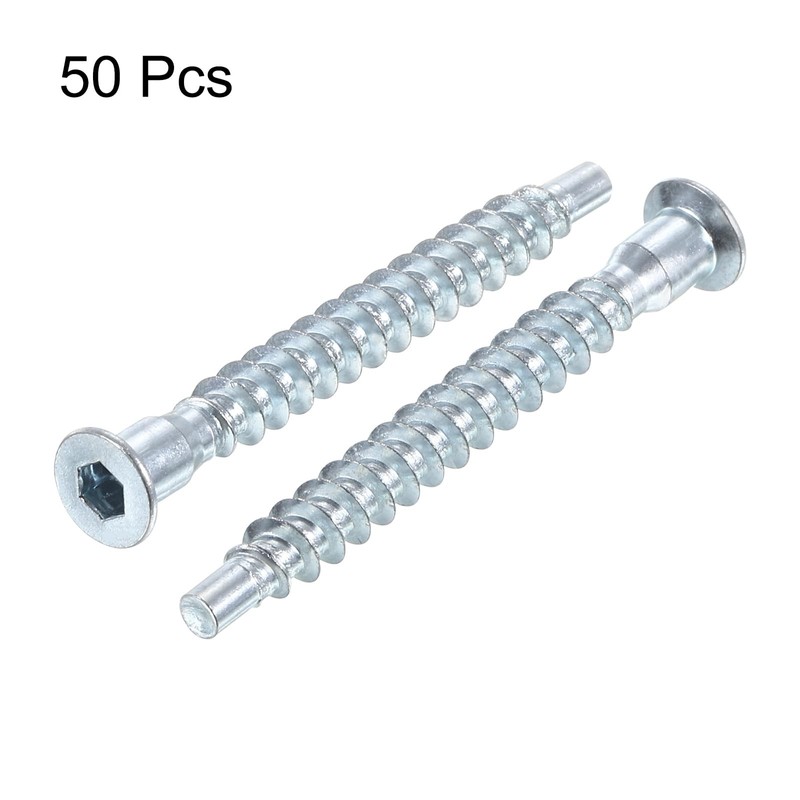 sourcing map Furniture Confirmat Screw, 50pcs 7x60mm Hex Socket Wood