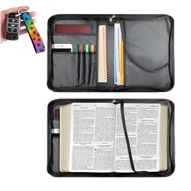 Bengbobar Paw Print Bible Cover for Girls Women Colorful Bible Carrying Case Waterproof Bible Protective with Handle and Pencil Holder Book Carrying CaseWristlet Keychain 2 Pcs Set XL