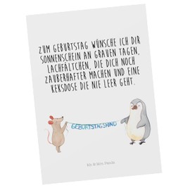 Mr. & Mrs. Panda Card, Greeting Card, Postcard Mouse Penguin Birthday with Saying – Colour White