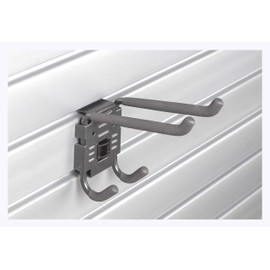 HandiWall Double Utility Hook with Locking Bracket for Tool Storage on Garage Slatwall Panels