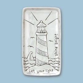 Basic Spirit Pewter Lighthouse Small Tray, 4.5 Inch Height, Trinket Dish Ring Holder Gift Box