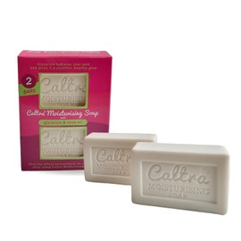 Caltra Moisturising Soap Bar with Olive Oil & Glycerine, Vegan, No SLS or Parabens, Natural Organic Softens & Nourishes Body Hand & Face Soap for Men Women, Dry to Sensitive Skin, 2 x 125g