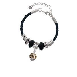 Delight Jewelry Goldtone Snowflake with Crystal Spinner - Mother Celtic Knot Leather Bead Bracelet, 7"+2" Extender