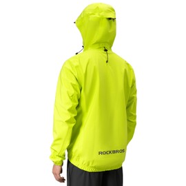 ROCKBROS Reflective Cycling Rain Jacket for Men Cycling Bike Rain Jacket Waterproof Windbreaker Jacket Biking Hiking Running