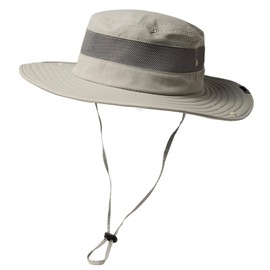 Summer Mesh Bucket Sun Hats for Men Big Head Wide Brim Boonie Safari Waterproof Beach UPF50+ Fishing Hiking Light Grey Large X-Large L XL