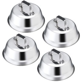 4Pack Cheese Melting Domes, Leonyo 9IN Heavy Duty Stainless Steel Basting Cover for Griddle, Durable Steaming Food Cover Teppanyaki Flat Top Griddle Grill Accessories, Dishwasher Safe