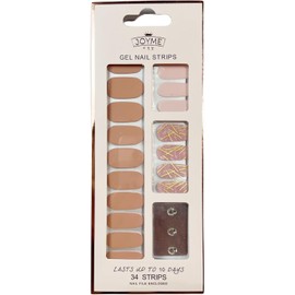 LabTabBa 34pcs UV-Free Nail Stickers Gloss Nail Strips Nail Polish Strips Gradient Full Nail Wraps