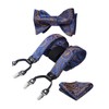 Hisdern Men's Braces, Wide Bow Tie and Pocket Handkerchief Set,