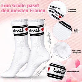 Hestya 2 Stück Lieblingsmensch Geschenk Tennis Socken mit Herz Mutmacher Schlüsselanhänger Weiße Baumwollsocken Damen 39-42 Geschenkideen für Freundin Partner Geburtstag Valentinstag Weihnachten