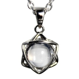 [World Accessories Carmelo] Hexagram Lucky Star Crystal Crystal Pendant Silver Star of David, Glass Stone Silver