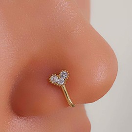Xduargs Boho CZ Heart Clip On Nose Ring Gold Crystal Heart Cuff On Nose Ring Vintage Love Heart Fake Nose Ring Heart No Piercing Nose Ring Jewelry for Women
