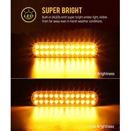 Partsam 2Pcs 7.5 inch Aluminum Housing Amber 24LEDs Trailer Side Marker Turn Signal Light, Surface Mount Clearance Lights of Truck Tractor RV Pickup, IP67 Waterproof