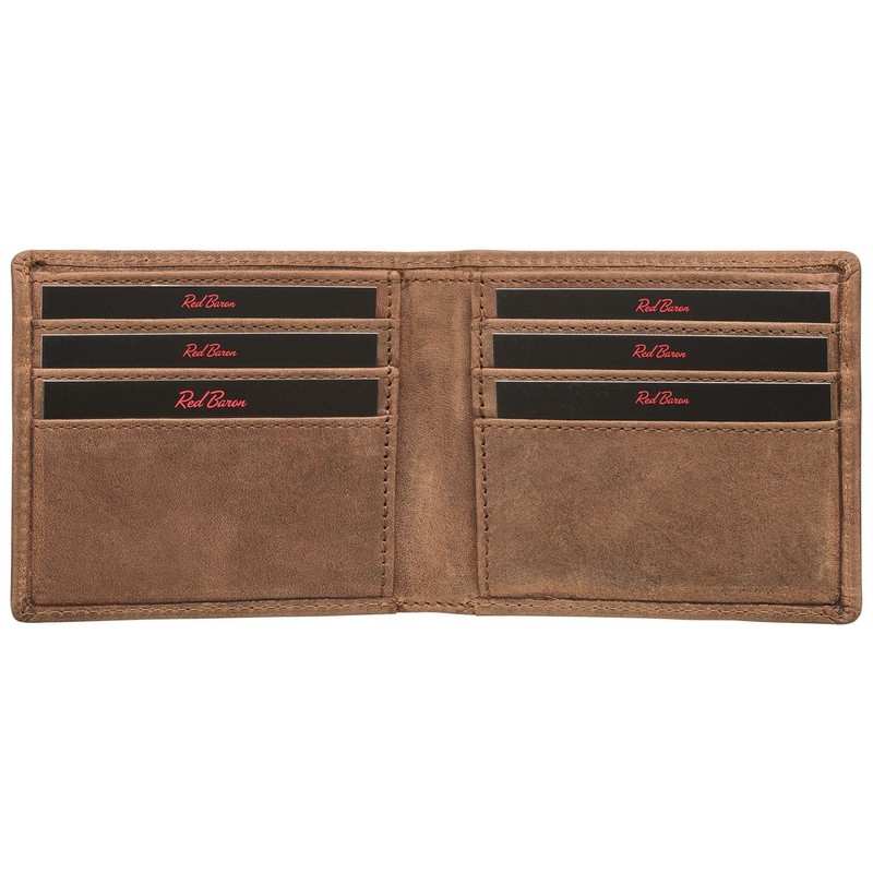 Red Baron RB-WT-007-05 Men's Wallet, Brown, Used Look, Genuine Leather,