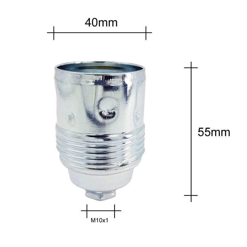 E27 Lamp Socket Chrome Metal with Smooth Coating and ISO