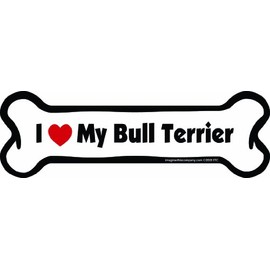 Imagine This Bone Car Magnet, I Love My Bull Terrier, 2-Inch by 7-Inch