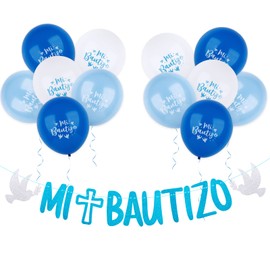 Mi Bautizo Garland Decorative Banner Paper (Blue)