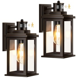 VIANIS Distance-Adjustable Motion Sensor Porch Light, 2-Pack Oil Rubbed Bronze Waterproof Outdoor Light fixtures Wall Mount, Anti-Rust Dusk-to-Dawn Outdoor Lanterns for Porch, Garage, Front Door