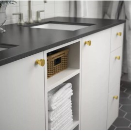 Brainerd Pedestal P42252W-117-C 1-1/8-in Brushed Brass RoundCabinet Knob 12 Pcs