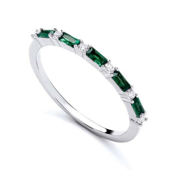 Old English Jewellers 925 Sterling Silver Emerald Cz Baguette Cut