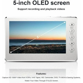 Digitnow! HD Video Capture Box 1080P 60FPS USB 2.0 Video to Digital Converter with 5" OLED - Silver