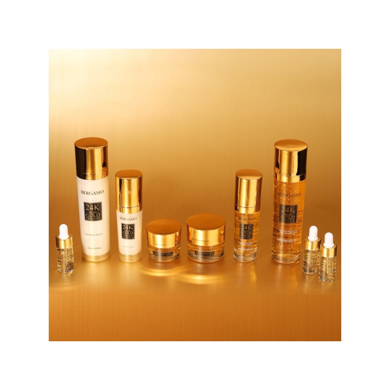 Bergamo Real 24K Gold 9-piece basic cosmetics set: cream, toner,