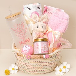 New Mom Gifts,Baby Shower Gifts for Mom and Baby,Pregnancy Gift for Expecting Mommy,9-Piece Care Basket for First-Time Moms