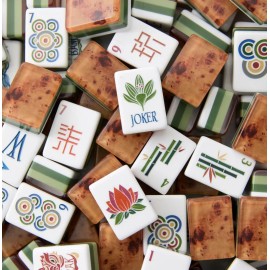 Sierra and Red Mahjong  Acrylic Mahjong Tiles 4-layer Engraved American Mahjong Tiles RTS UpdatedColor: Wood