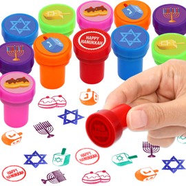 Fancy Land Hanukkah Stamps Multicolored Hanukkah Stampers Chanukkah Stamp Set for Hanukkah Holiday Party Supplies 12Pcs