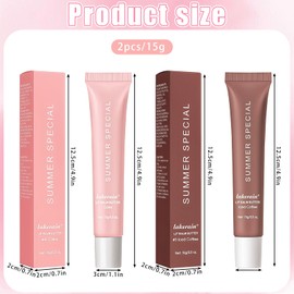 Summer Lip Butter Balm, Pack of 2, Moisturising Lip Balm, Nourishing Lip Mask and Lip Balm, Tinted for Instant Moisture, Soothing, Lip Care