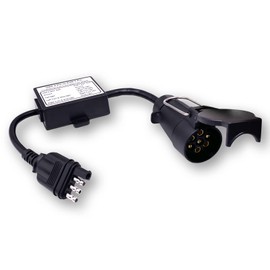 US to EU Trailer Light Converter, US Vehicle with 4-Way Flat Connector to European Trailer with 7-Way Round Plug US 4 Way to EU 7 Way Trailer Light Adapter US 4-Pin Flat to EU 7-Pin Round Connector