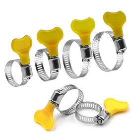 40PCS Hose Clamp, Hose Clips, Pipe Clamps, Hose Clamps with Yellow Handle, Stainless Steel Hose Clips Clamp, Hose Clamps Adjustable, for Flexible Hose Tube, 5 Sizes(8mm-29mm), Packed in a Plastic Box