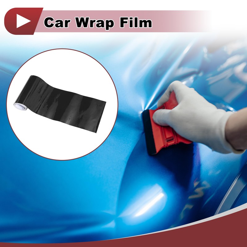 X AUTOHAUX Black Protective Car Wrap Film 0.33ft x 59.84inch
