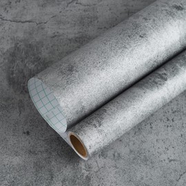 BAYYA Concrete Wallpaper Countertops Contact Paper Grey Cement Wallpaper Peel and Stick 15.75"x354.33" 3D Rustic Industrial Style Waterproof Removable Self Adhesive Vinyl Film for Bathroom Kitchen