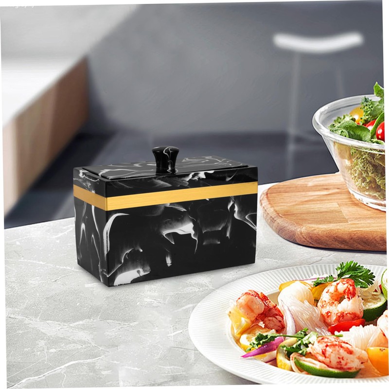 Ciieeo Bathroom Countertop Organizer Marble Cotton Swab Box Makeup Pads