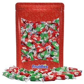 Fruidles Christmas Santa Sweet Taffy, Mixed Fruit Flavor, Made in Brazil, Individually Wrapped (Half-Pound)