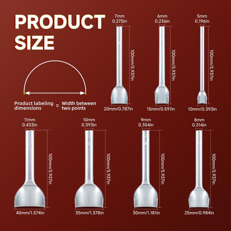 Leather Craft Tools - Juego de punzones de medio redondo,