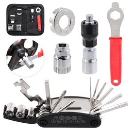 Swpeet 6Pcs Bicycle Repair Tool Kit, Bike Multi Tool, Includes Bike Spoke Wrench, Bike Crank Extractor, 16mm Spanner Wrench, Bottom Bracket Removal, 16 in 1 Bike Multitool, Portable Bag